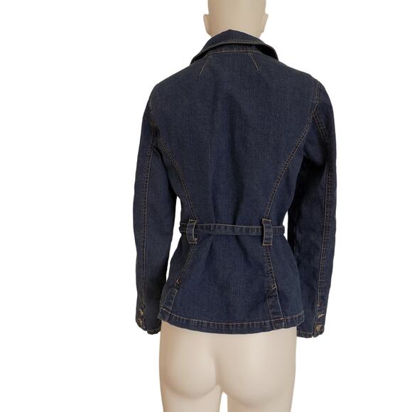 French Cuff denim blazer jacket coat size Small - Picture 3 of 5